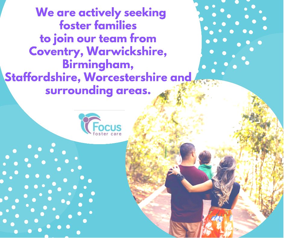 Do you live in the #WestMidlands ? 

We are looking for inspiring people in these areas to join our team of foster carers. 

Visit our website for more details - focusfostercare.com 

#Fostering #WorcestershireHour #Coventry