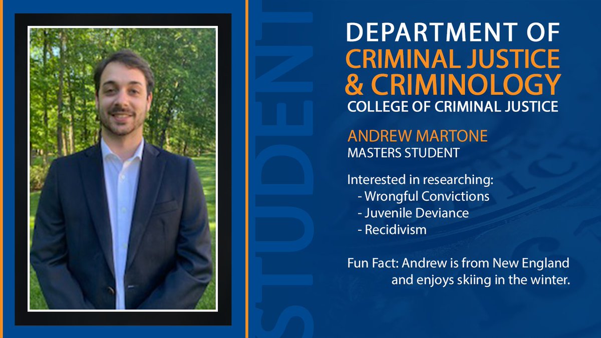 SHSUCJ's tweet image. Let&apos;s welcome our new masters student, Andrew Martone!👏👏 #shsu #GradStudentSpotlight