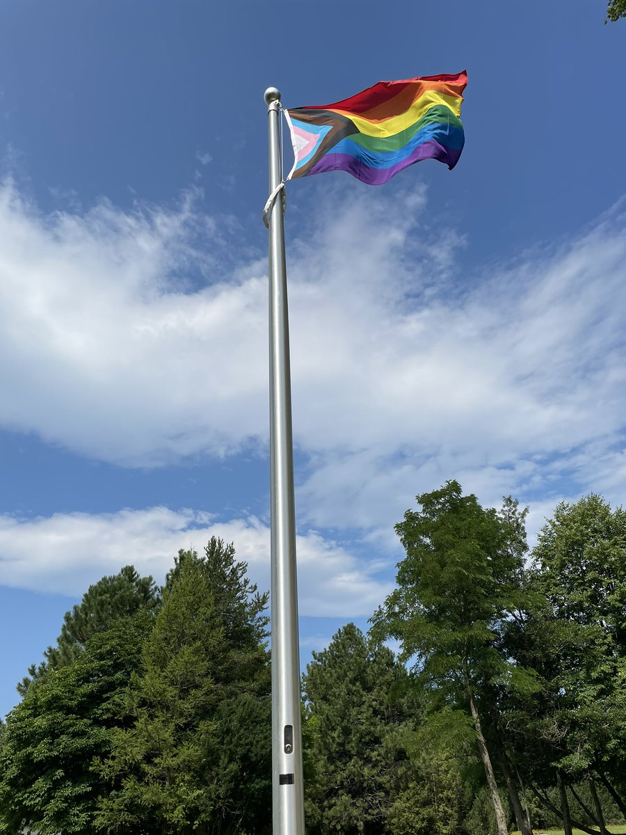 PiedaChurchill's tweet photo. First flag raising for new flagpole at the Pasadena Field Station! Raising the Pride flag to celebrate Public Service Pride Week.@CFS_Science_ATL https://t.co/SK1GdAV556