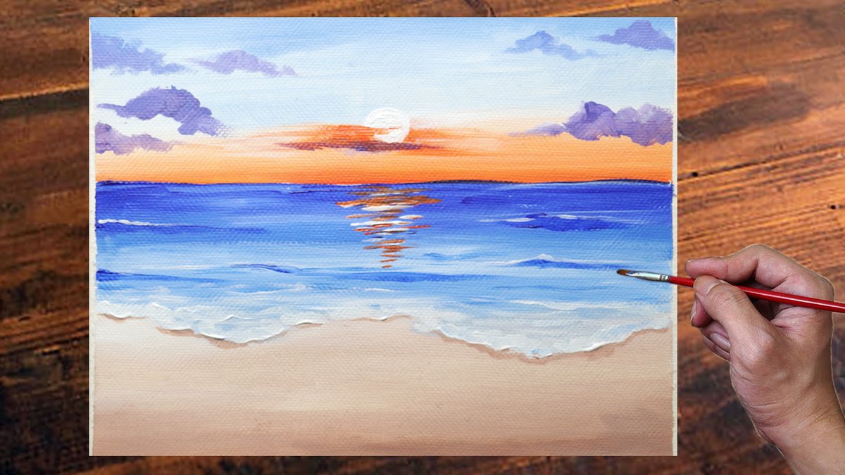 Sunrise acrylic painting for beginners | Painting tutorial | Easy acryli... youtu.be/ISBaVpnE11Q via @YouTube