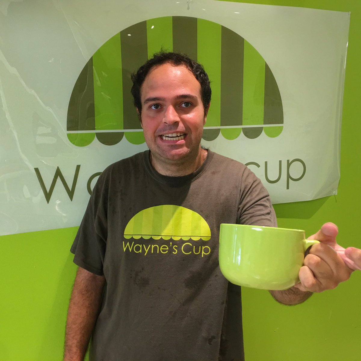 Koko supports <a href="/Waynes_cup/">Wayne's Cup</a> by wearing his new #tshirt #cafe #specialneeds #Autism #dayprogram