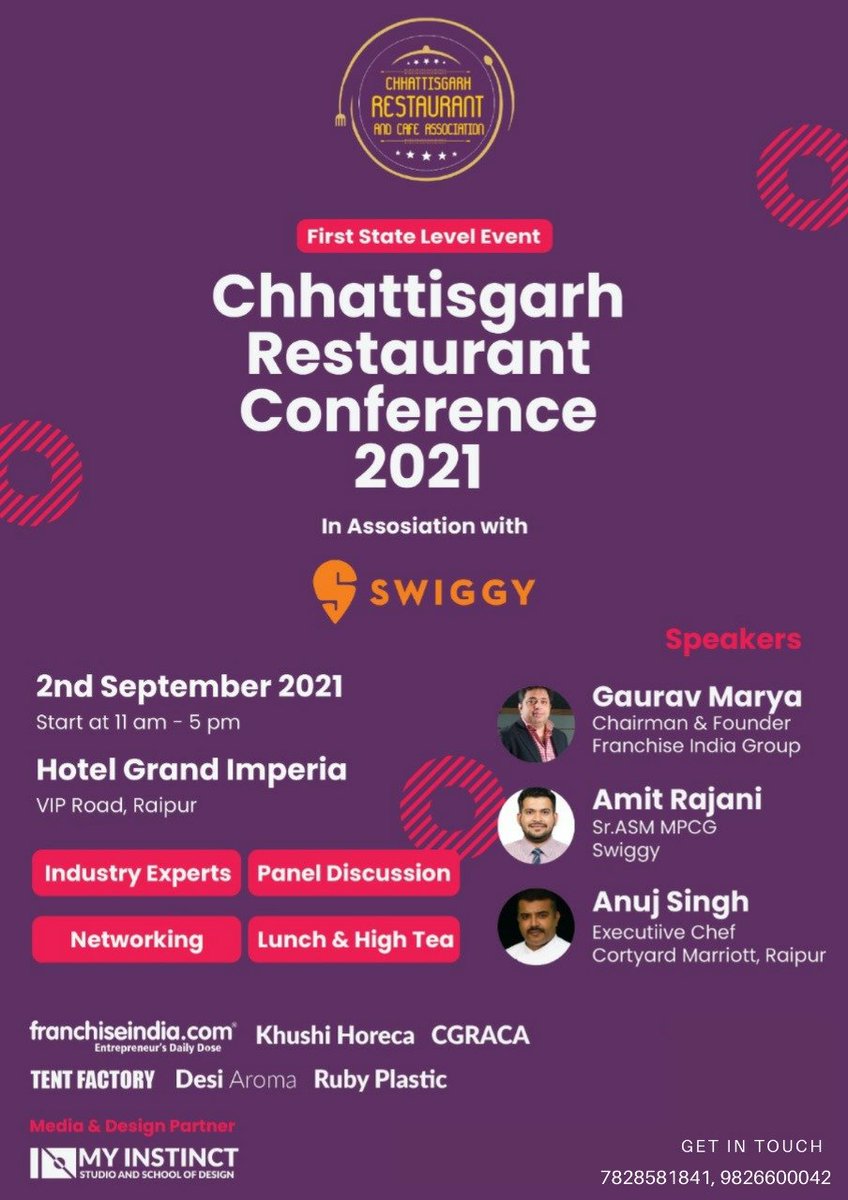 Cgraca1's tweet photo. CGRACA  is organizing Chattisgarh's very First industry oriented "Restaurant conference"
Guest Speakers and Industry Experts sharing their knowledge on topics food cost, business expansions, Franchising, Social media impact
Block your dates 
2nd Sep 2021#restaurants #seminar https://t.co/vz3yGADJDI