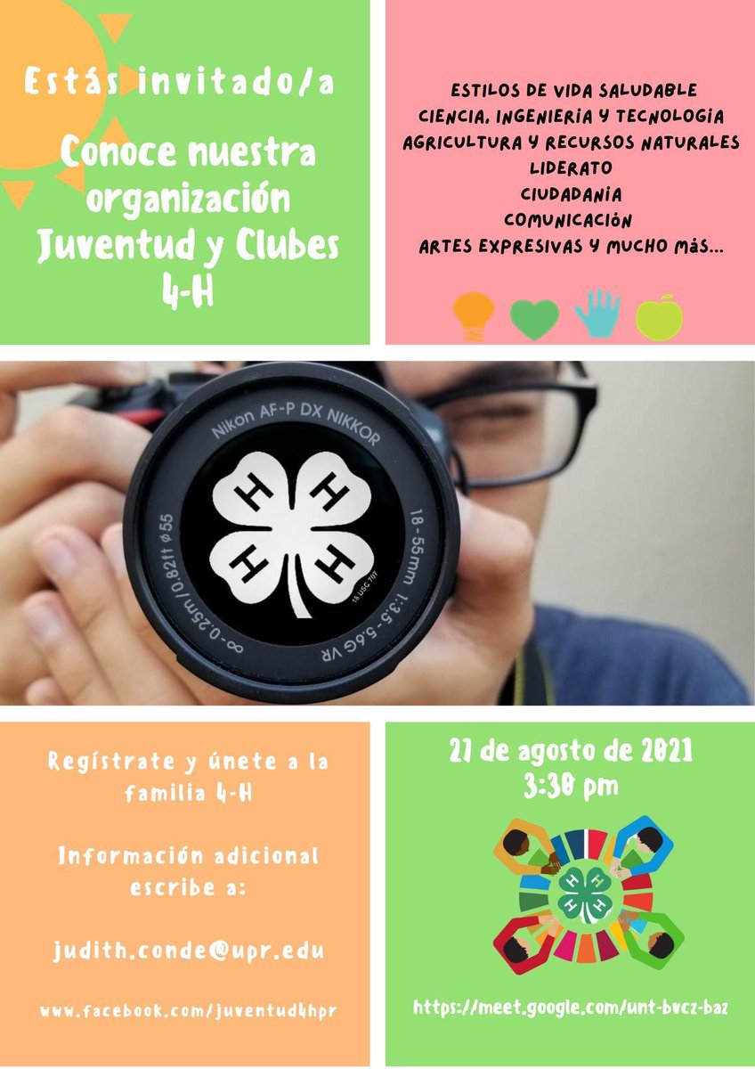 Personas interesadas en organizar clubes 4-H o coordinar actividades educativas para jóvenes. meet.google.com/unt-bvcz-baz