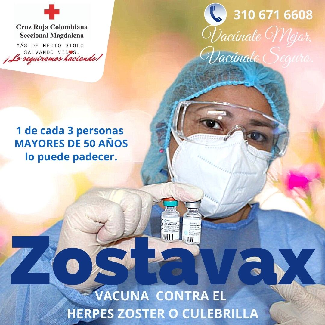 CruzRojaMag's tweet photo. Deseas protegerte del #Herpes #Zoster o #Culebrilla?.
Si eres mayor de 50 años estás expuesto a padecerla; #protegetusalud .
Ya está disponible en la Cruz Roja Colombiana Seccional Magdalena la Vacuna #Zostavax .
#vacúnatemejor #vacúnateseguro https://t.co/wJL2D884eN
