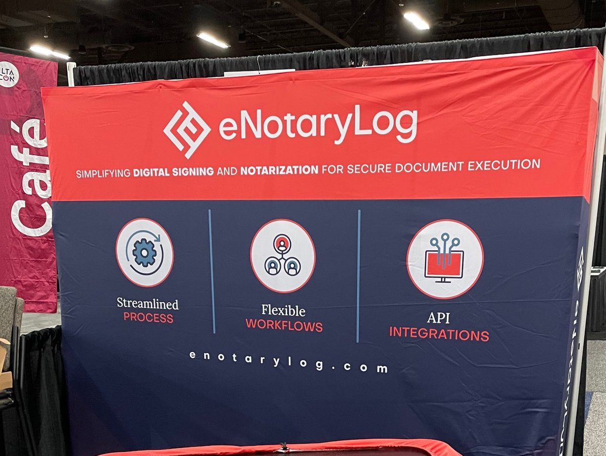 eNotarylog's tweet photo. #myILTACON is underway and we're looking forward to helping you simplify digital. Stop by booth 1418 to hear why customers choose #enotarylog for their #remoteonlinenotarization and #esignature services. #legaltech #fintech #RON #onlinenotary #ewills #realestateclosings https://t.co/JaWhsDsUEn