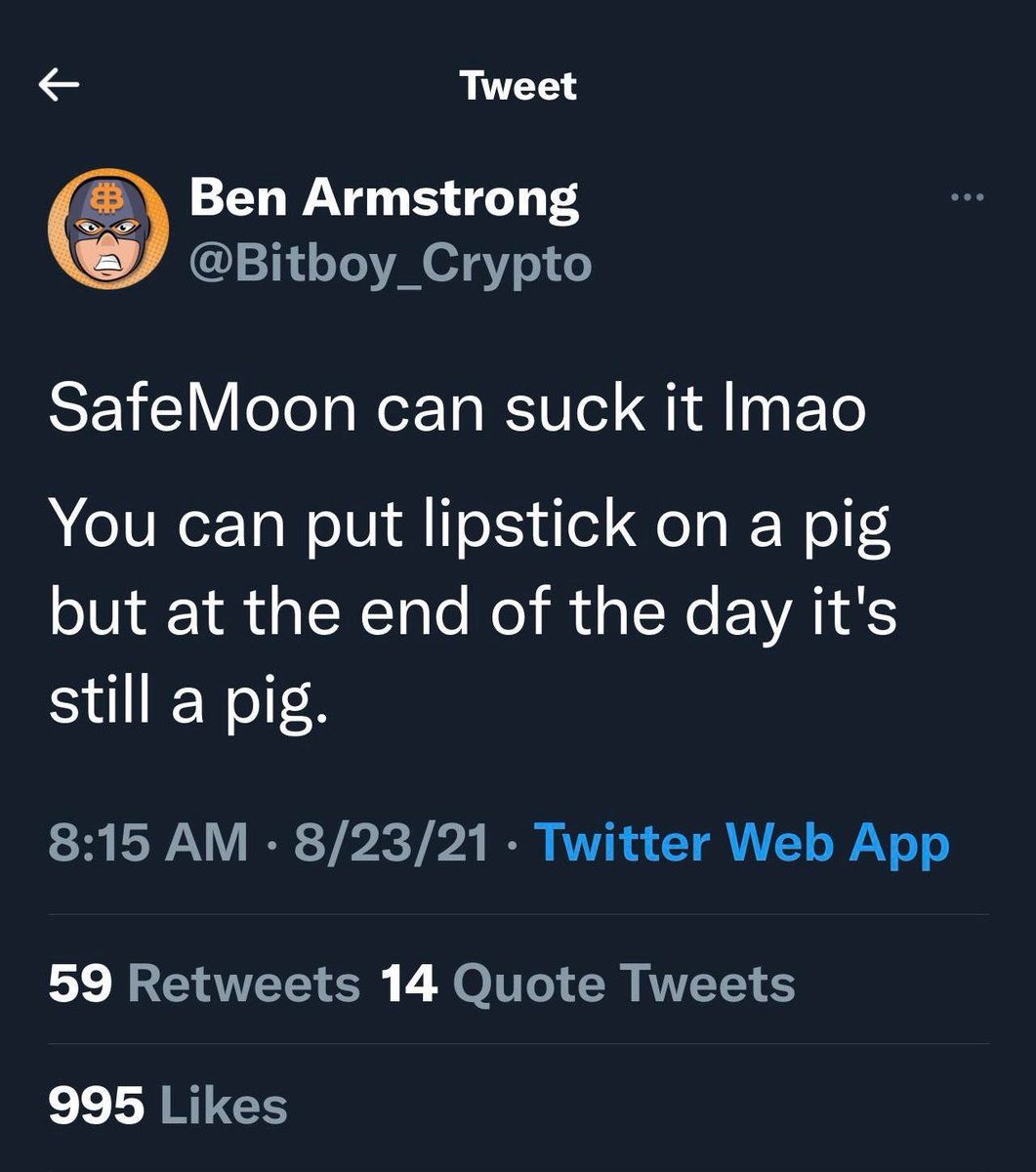 FaboisMe's tweet image. Haha I love the haters 
#SAFEMOON will get the last laugh 🤣
I am posting this so we remember this dumb tweet in 1 , 2 years @Bitboy_Crypto 🤡