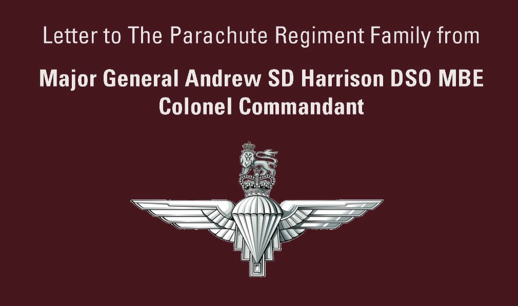 TheParachuteReg's tweet photo. A letter regarding Afghanistan from the the Colonel Commandant to the Regimental Family: serving, veteran, their families and next of kin.
#UtinqueParatus https://t.co/3YpEWNpItl