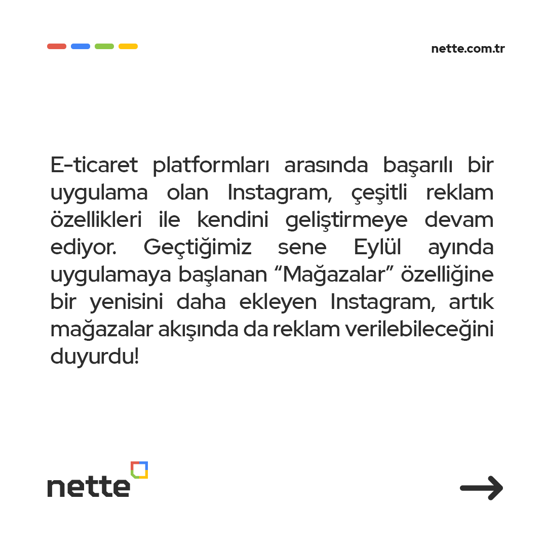 netteinteractiv's tweet photo. Instagram has activated the "shopping ads" update for business accounts that use the store feature. From now on, brands will be able to give various advertisements to their users in the shopping tab.

#nette #netteinteractive #digitalagency #dijitalajans #instagram #instagramads https://t.co/ufMcFzMibK