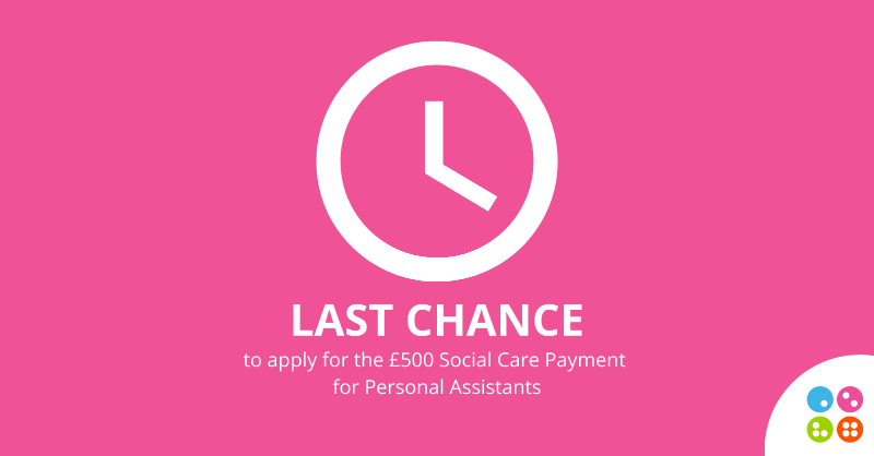CornerstoneSDS's tweet photo. The deadline for Personal Assistants to apply for the £500 Social Care Payment is midnight Wednesday.

If you're a Personal Assistant, tap the link below to apply. If you're an employer, please share it with your Personal Assistants before the deadline.

https://t.co/c5xyJxZoCs