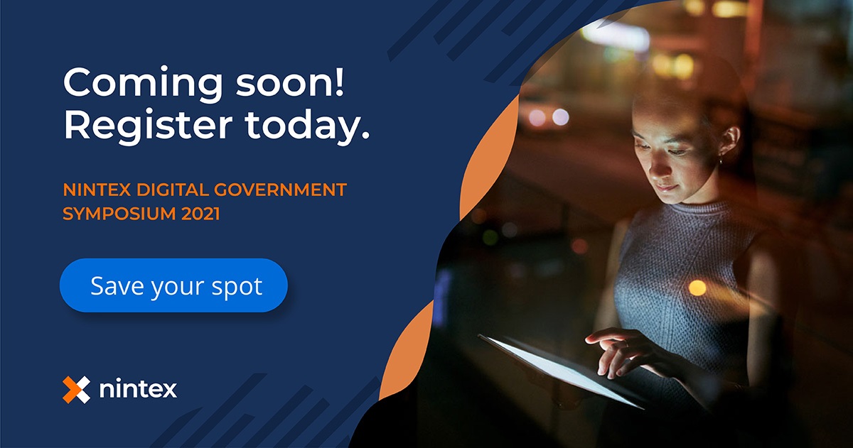 Nintex's tweet photo. Register for the #NintexDigitalGovernmentSymposium before the doors close on Wed, Aug 25th. We'll be live from 9.30am - 12pm PT, or you can sign up for the on-demand recording. https://t.co/FPd0d2JinZ #digitalfitness #governmentprocesses #processculture #operationalexcellence https://t.co/eP4HWF9wXC