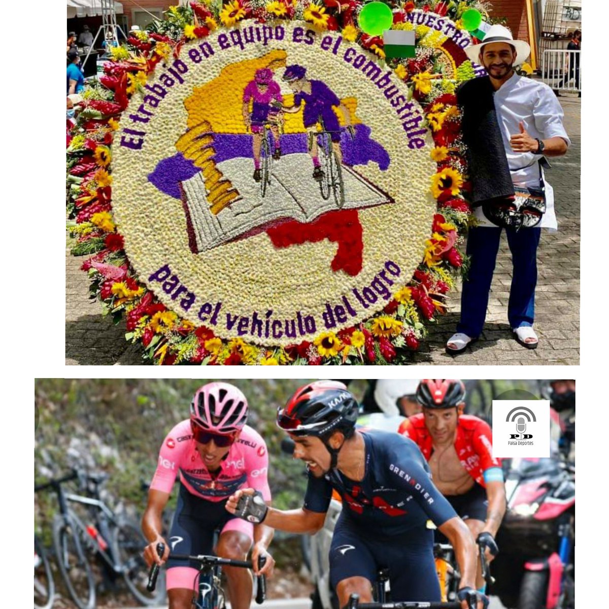 paisadeportes's tweet photo. Una imagen inmortal plasmada en Flores  ! 🚴💐
@Eganbernal - @danifmartinez96 
#FeriaDeLasFlores2021 🇨🇴 https://t.co/vWWvr4B7ou
