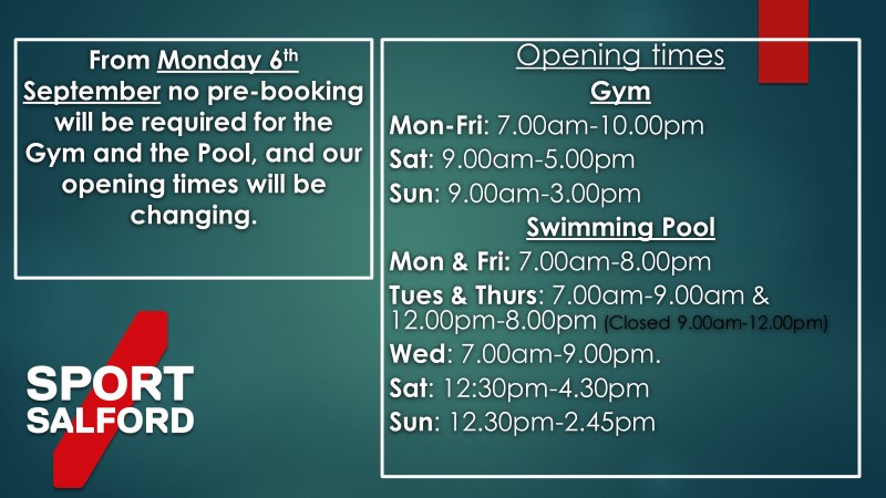 Important information regarding changes to our Opening Times from Monday 6th September
