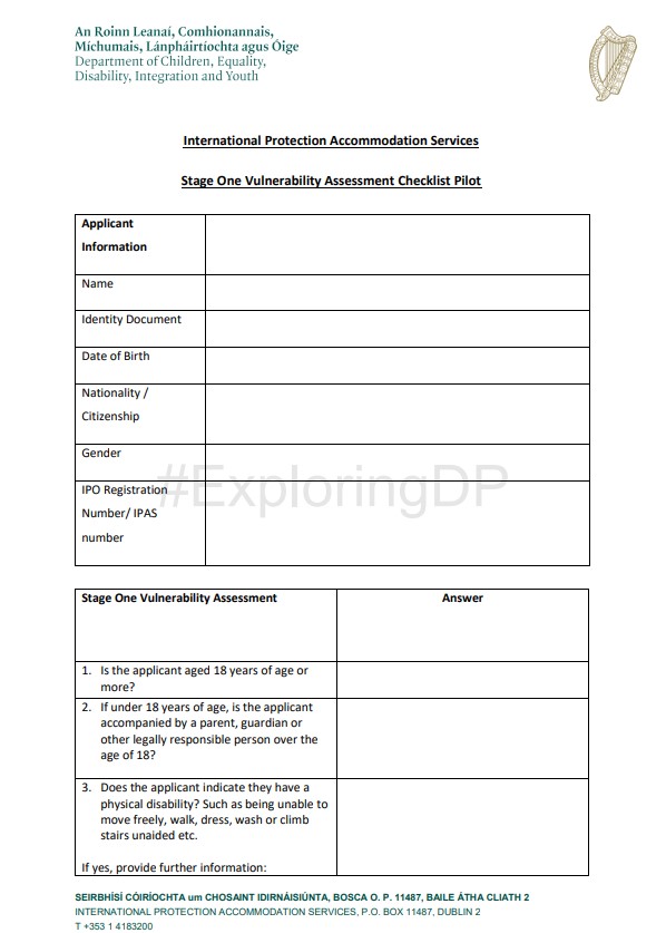 *𝗡𝗲𝘄* 𝗼𝗻 <a href="/ExploringDP/">ExploringDirectProvision</a> 𝑇ℎ𝑒 #directprovision 𝐹𝑖𝑙𝑒𝑠: the vulnerability assessments, incl draft vulnerability assessment processes under Reception Regulations 2018 (over 26 months post it becoming a legal obligation to conduct such assessments) exploringdirectprovision.ie/wp-content/upl…