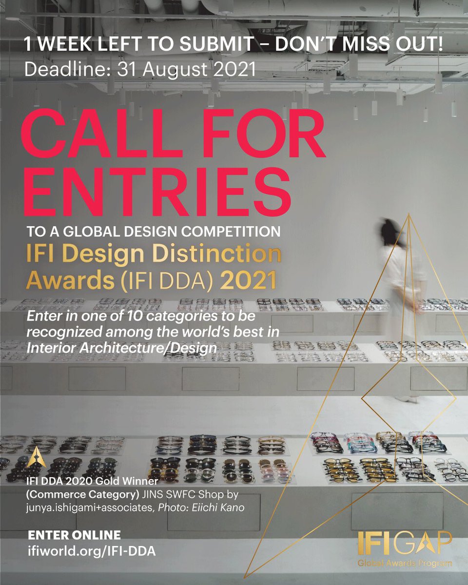 ONE WEEK LEFT!

IFI DDA entries close on 31 August!

Take your place on the global stage and be recognized amongst the world’s best!

Have you entered yet? Submit your work today by visiting ifiworld.org/ifi-dda

We look forward to showcasing your talent with the world! 🌎
