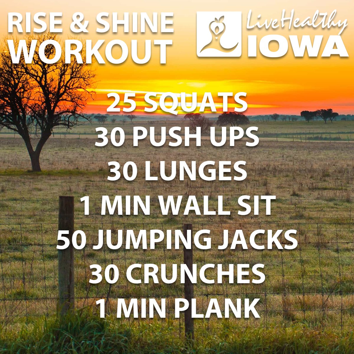livehealthyiowa's tweet photo. Rise and shine...it is time for a new week!
#LiveHealthyIowa
#keepmovingIowa
#workout https://t.co/P5HbQh68Qz