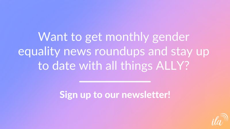 ilaGeneration's tweet photo. Sign up to our newsletter to be the first to hear about all the cool behind the scenes of ALLY! 

Plus, you'll get a quick roundup of gender equality news around the world straight to your inbox. Sign up here: https://t.co/xytBdBsqO3

#equality #EndGenderInequality https://t.co/ISQ8dqpgKi