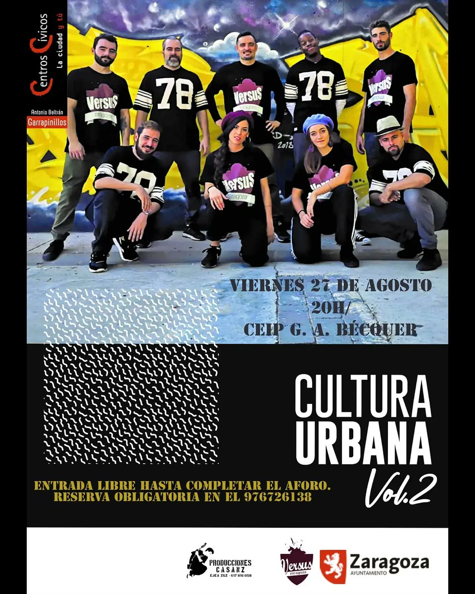 RAP_ACADEMIA's tweet photo. Este viernes 27 en el CEIP Gustavo Adolfo Bequer de Garrapinillos Batalla  de Gallos y Exhibición de Danza Urbana . Entradas e inscripciones en el número del cartel y en el centro cívico de garrapinillos.

#culturaurbana #HipHop #Freestyle #Batallas #culturasegura https://t.co/nhWGcfIQmi