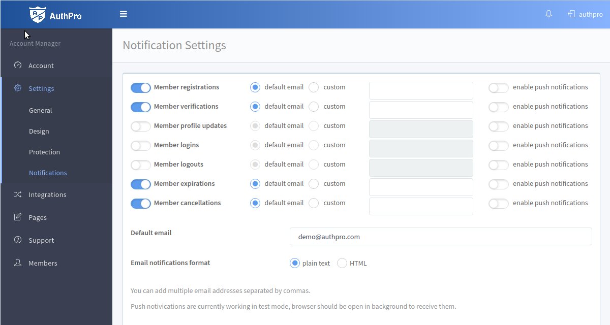 AuthProService's tweet image. You can now manage all email notifications on Notifications Settings page of your AuthPro Account Manager.