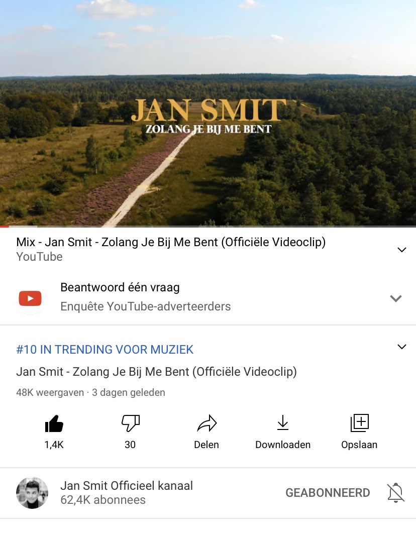 Nu al in de top 10! 🙌🏼 #Trending #Youtube #ZolangJeBijMeBent <a href="/JanSmit/">JAN SMIT</a> 🥳