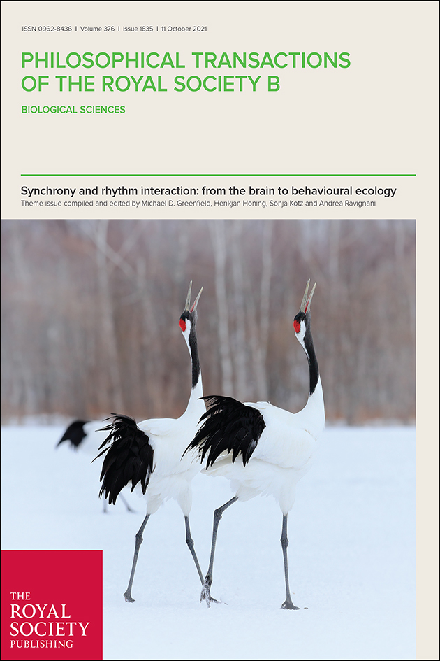 New theme issue ‘Synchrony and rhythm interaction: from the brain to behavioural ecology’ bit.ly/PTB1835 edited by Michael Greenfield <a href="/KUEEBGSO/">KU EEB GSO</a>, Henkjan Honing <a href="/musiccognition/">Henkjan Honing / musiccognition.bsky.social</a>, Sonja Kotz <a href="/BANDLabUM/">BAND-Lab</a> <a href="/maastricht_fpn/">Maastricht Uni FPN</a> and Andrea Ravignani <a href="/AndreaRavignani/">@AndreaRavignani</a> <a href="/MPI_NL/">MaxPlanck-Psycholinguistics</a>