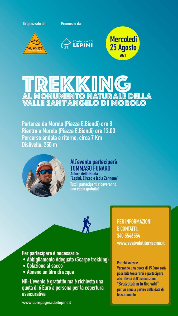 Compagnialepini's tweet image. 📌 Mercoledì 25 Agosto, con la partecipazione di Tommaso Funaro, autore della guida "Lepini, Circeo e Isola Zannone".

#montilepini #morolo #monumentonaturale #vallesantangelo #trekking