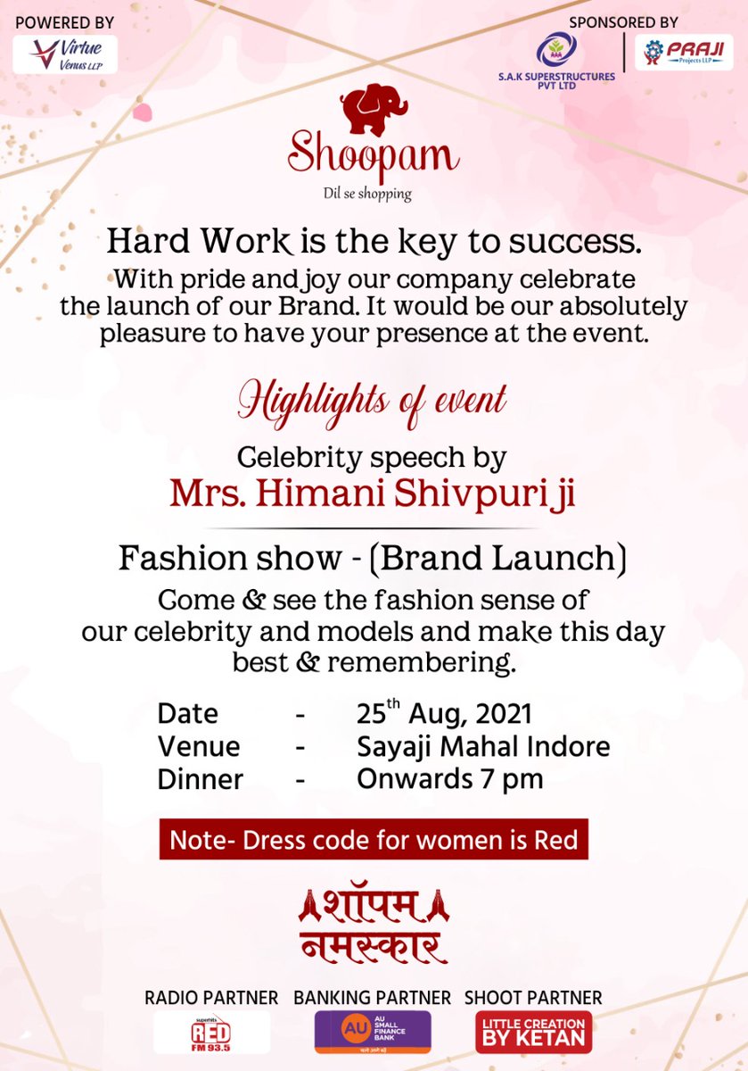 Shoopamofficial's tweet photo. The day has finally come we are ready and so much excited for Launching our Brand on 25th August 2021, 7PM onwards in #sayaji ! Get ready to join us ! 🤩
.
#Shoopam #indore #indorecity #indorediaries #indoremerijaan #indorewale #weareopen #weareopentoday #weareopennow https://t.co/PMqENZqU9q