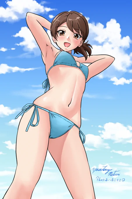 #自主的ガルパン版深夜のお絵描き60分一本勝負
ビキニの忍ちゃん! 