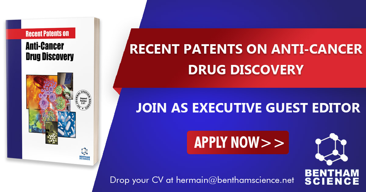 BenthamScienceP's tweet image. Join as Executive Guest Editor-in-Chief of the journal, &quot;Recent Patents on Anti-Cancer Drug Discovery&quot; 📣

You may send your CV at hermain@benthamscience.net or apply here: bit.ly/3vgMewH

#applynow #executiveguesteditor #drugdiscovery #journal
