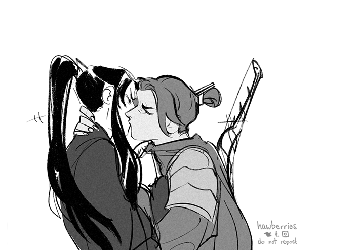 [tgcf] I think it's equally funny whether feng xin and mu qing are coworkers who have hated each other for 800 years and have to kiss about it, or if they're just coworkers who have hated each other for 800 years #fengqing 