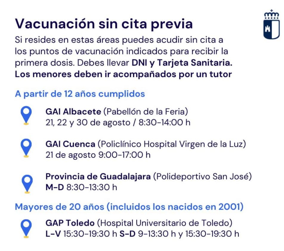 CMM_noticias's tweet photo. #Vacunación en #CastillaLaMancha 

El Hospital Universitario de Toledo se suma a los otros centros de vacunación masiva y empieza a administrar dosis sin cita previa 

https://t.co/bYxOJAsgCl https://t.co/gJNHw8aMJN