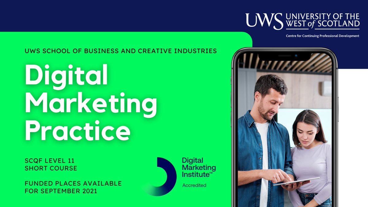 UWS_CPD's tweet photo. Master SEO, PPC, Content and Social Media Management, and gain Digital Marketing Associate status from @dmigroup with our funded Digital Marketing Practice Module.
Sign-up: https://t.co/aJIxBO8MBg
#MarketingSkills #ContentMarketing #MarketingTwitter #DigitalSkills #DigitalCPD https://t.co/wD1oYC6RDr