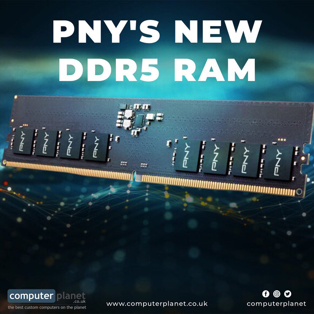 computerplanet's tweet image. PNY's new DDR5 RAM kit should arrive in time for Intel Alder Lake.

DDR5 memory rated to 4,800MT/s and fit with ECC.

computerplanet.co.uk

#computerplanet #gamers #pcgaming #gamingcommunity #gta #gamergirl #callofduty #pubg #streamer