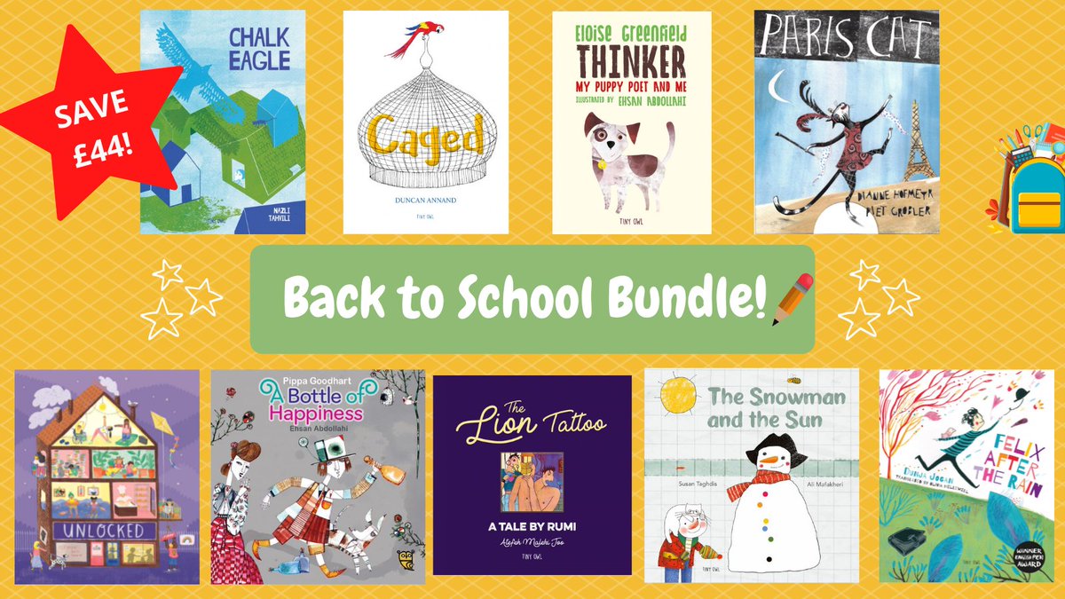 TinyOwl_Books's tweet photo. Care-givers, librarians, teachers! This one's for you!

✨We have 9️⃣ diverse, magical Tiny Owl titles in our Back-To-School Bundle!✨

It's not only a great way to save money, but will make the trip back to school in September even more EXCITING!

Buy now: https://t.co/IcMTHX6qGQ https://t.co/OSrFFwWijq