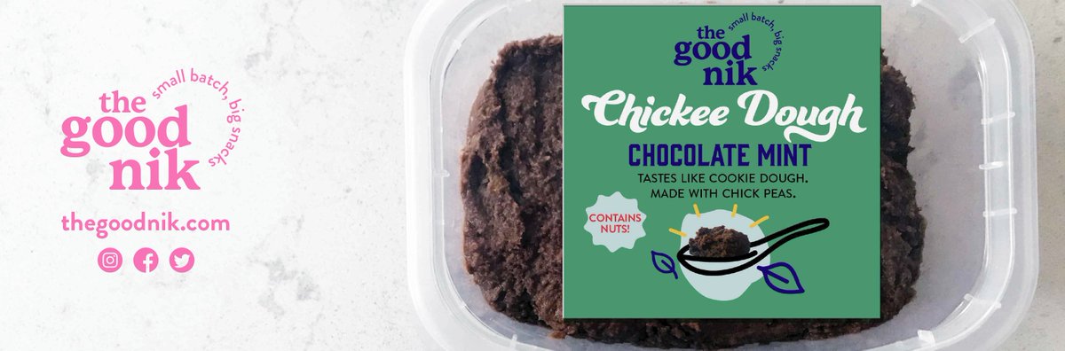 TheGoodNik's tweet photo. Need some encourage-mint? Try our Chocolate mint Chickee Dough today! It has the consistency of cookie dough but its #vegan and #dairyfree and made mostly of chick peas and whole ingredients. https://t.co/A1gUrw1FwI to find out more and order yours today! https://t.co/dTu2nQdd0G