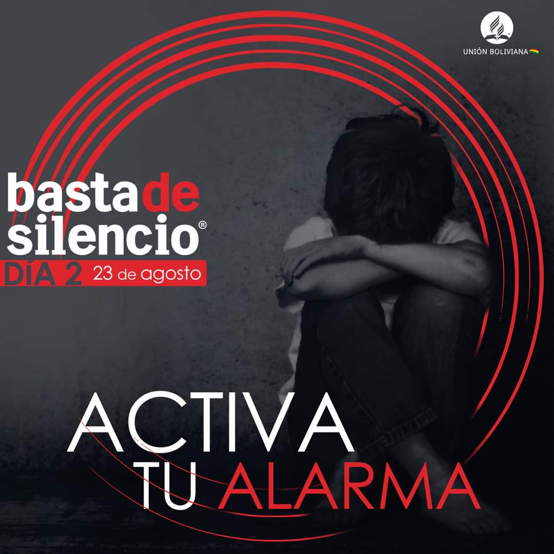 adventistas_bo's tweet photo. 🔴SEMANA #𝗕𝗮𝘀𝘁𝗮𝗗𝗲𝗦𝗶𝗹𝗲𝗻𝗰𝗶𝗼🇧🇴✋🏼
¡Inicia la semana y campaña de prevención Basta de Silencio, en todo el territorio de la Iglesia Adventista en Bolivia!
.
DÍA2️⃣: Activa tu alarma 
🗓Lunes 23 de agosto.
.
¡PARTICIPA Y COMPARTE!📲
#𝗔𝗱𝘃𝗲𝗻𝘁𝗶𝘀𝘁𝗮𝘀𝗕𝗼𝗹𝗶𝘃𝗶𝗮 https://t.co/yMTDY84rDi