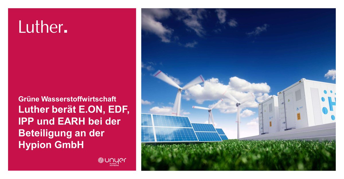 #Wasserstoffwirtschaft
Die zur #EON-Gruppe gehörende #HanseWerk-Gruppe AG beteiligt sich am Wasserstoff-Startup #Hypion. Luther hat u.a. die HanseWerk AG bei der Transaktion kartellrechtlich begleitet. Die #EuropäischeKommission hat grünes Licht gegeben. bit.ly/3kaondu