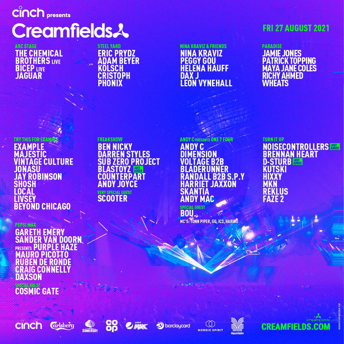 Creamfields 2021 Lineup Tickets Schedule Map Dates Spacelab Festival Guide