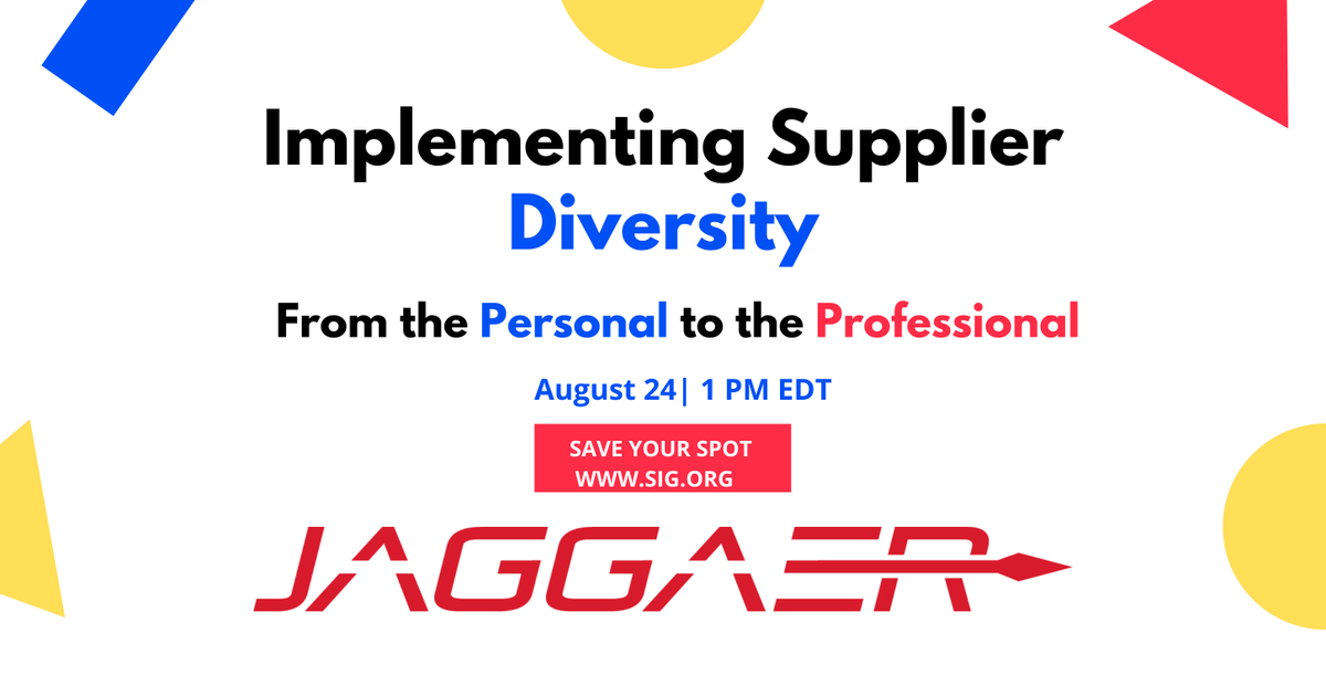 Join <a href="/JaggaerUSA/">JAGGAER USA</a>'s VP of Marketing, Roger Blumberg, for a discussion with <a href="/VelocityProcure/">Velocity Procurement</a> co-founder, Maulik Shah and Jamie Crump, President of <a href="/TRGRichwell/">The Richwell Group, LLC</a>, as they tackle the concept of solving supplier diversity issues.

bit.ly/3fww0cM