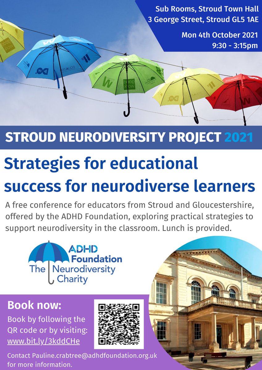 NeurodiversityT's tweet photo. Stroud Neurodiversity Project - Free training event &amp; Project Celebration Oct 4th for leaders, teachers, school nurses &amp; SENCO’s in education Oct 4th Town Hall Sub Rooms. @BBCGlos @TownStroud  Special guest Simon Weston CBE. Limited places booking link https://t.co/ywUZEwcAL3 https://t.co/as22bQrSqy