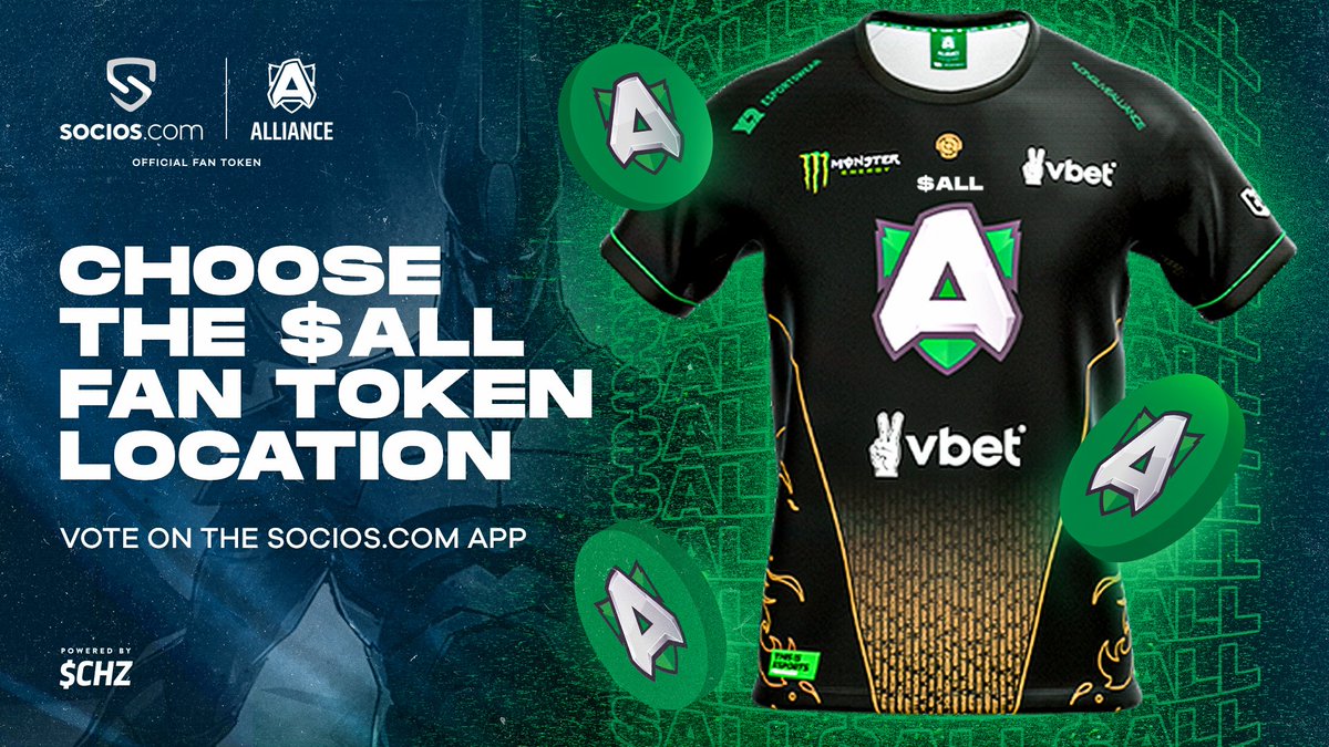 Thousands of YOU decided which jersey we will rock at #TI10!
😱Closing @ 52% vs 48%😱 - 🏆[ALLIANCE, TOGETHER, FOREVER] print.

Now to the final leg - where should $ALL fly for this TI?
🗳️ bit.ly/ALLLogoPlace
^ VOTE NOW ^

| $ALL ⚡️ $CHZ | #MoreThanAFan 🌶️|