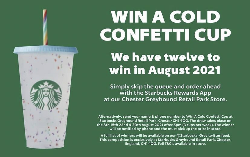 Congratulations to this weeks winners of a confetti cold cup 🌟

Bethany, Lindsay and Olivia 💚 

We’ll be in touch soon with how to collect your prize! #chester #competition #starbucks #confetticup #cheshire
