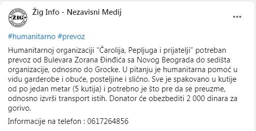 NasaGrockaInfo's tweet photo. #humanitarno #prevoz
Humanitarnoj organizaciji "Čarolija, Pepljuga i prijatelji" potreban prevoz od Bulevara Zorana Đinđića sa Novog Beograda do sedišta organizacije, odnosno do Grocke.
Informacije na telefon : 0617264856 https://t.co/pkfqWNQYMx