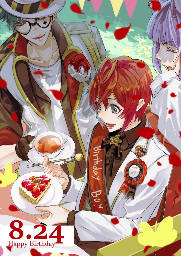 「リドルくんおめでとう〜🎉
苺のタルトたくさんお食べ 」|キヨミヤのイラスト