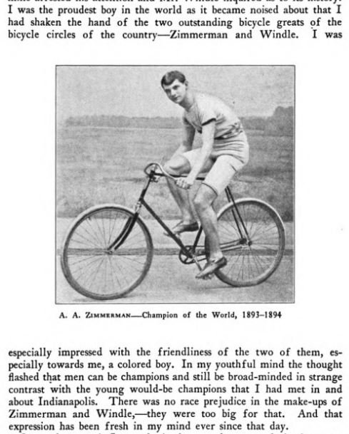 MajorTaylor99's tweet photo. #OTD Aug 23, 1893, Major Taylor, 14, got to meet "the Millbury wonder" Willie Windle at an Indianapolis bike race. The day before he'd fetched world champ AA Zimmerman from the train station. Taylor saw “no race prejudice” in them – “they were too big for that.” #honorMajorTaylor https://t.co/JgwADgVm7d
