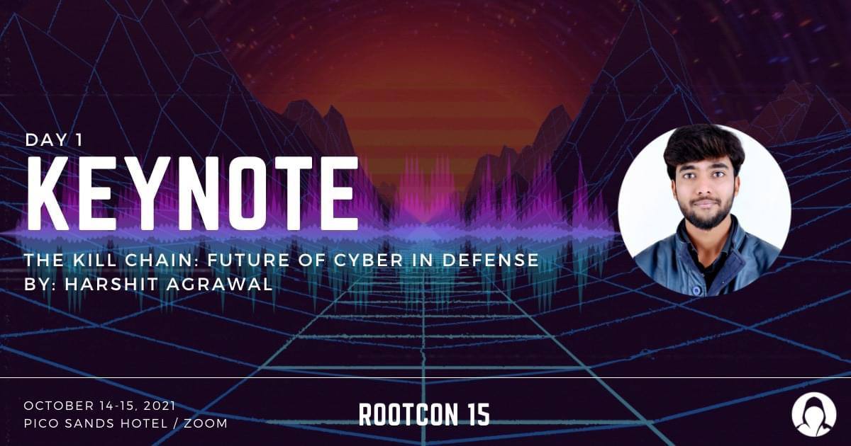 rootconorg's tweet photo. ROOTCON 15 Day 1 Keynote Speaker
#rootcon #rootcon15 #rc15 #keynotespeaker 
Topic: The Kill Chain: Future of Cyber in Defense
Harshit Agrawal is currently working as a Radio Security Researcher. He is enthusiastic about SIGINT, Drone Pentesting, and IoT Security. https://t.co/S0TKYZHlXO