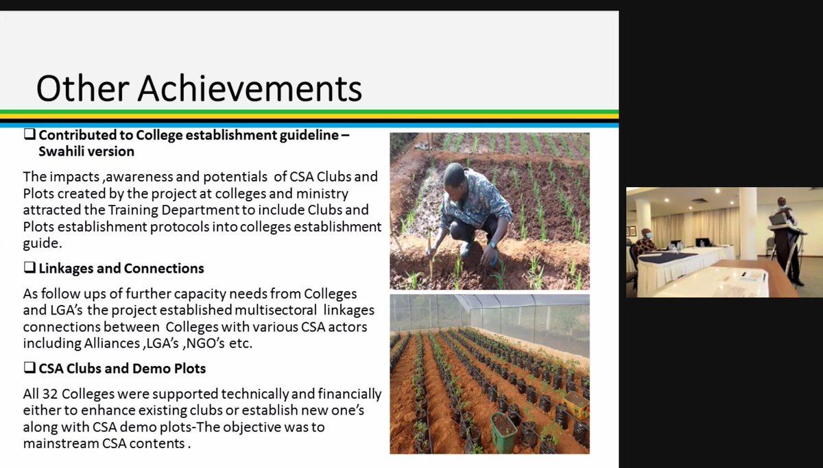 Cath_Njuguna's tweet image. @IITA_CGIAR team shares on efforts to build capacity of #farmers &amp;amp; #extensionist on #climatesmartagriculture including setting up demo plots &amp;amp; review &amp;amp; mainstreaming of #CSA content in agric training curricula; training of tutors &amp;amp; supporting #CSA clubs. #KilimoHimilivu #Tanzania