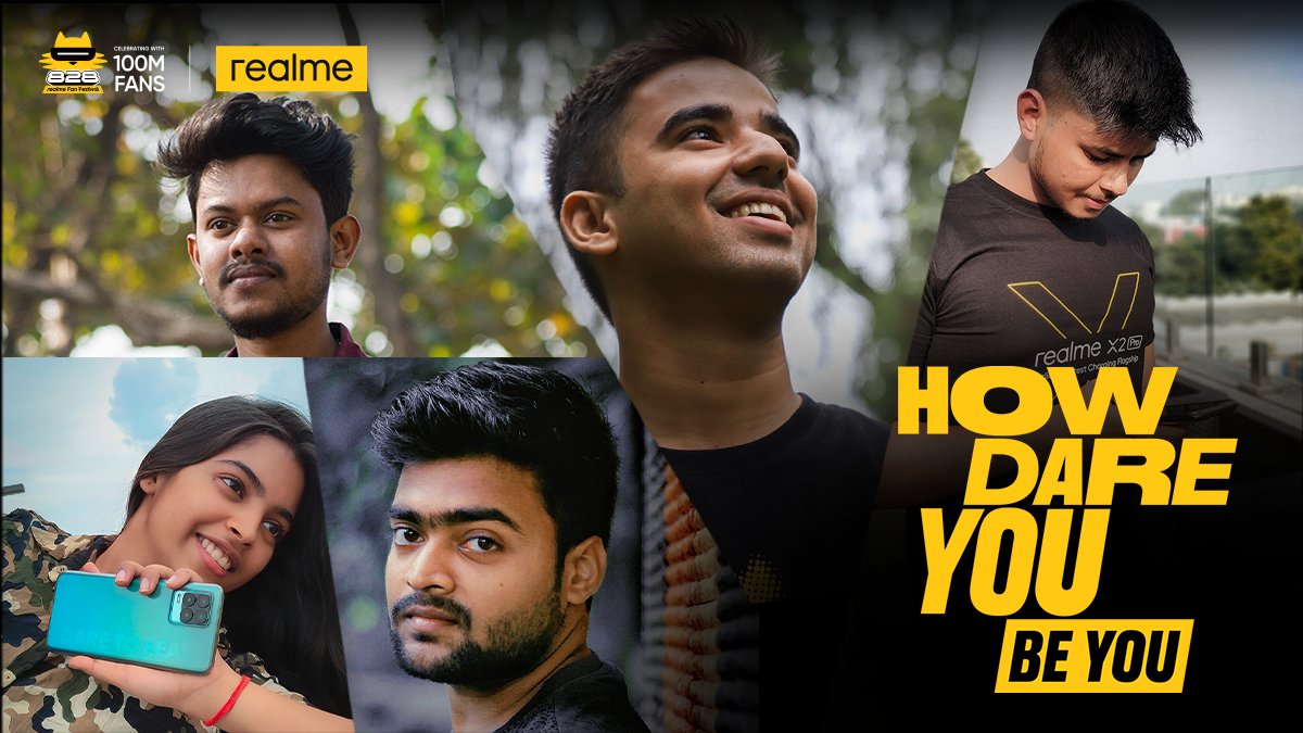 realmeIndia's tweet photo. You are a truly unique version of yourself and when the world tries to tell you, #HowDareYouBeYou? Just be the Real you and live life on your own terms.
 
#LeapTo100Million #realmeFanFestival #DareToLeap

Know more: https://t.co/8FCGXjd6fd https://t.co/kjQGNBfHgV