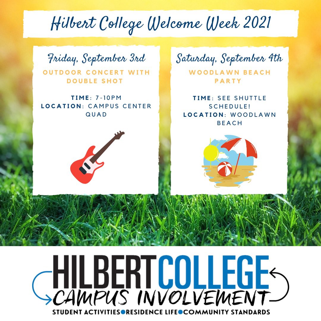Hawktivities's tweet photo. Good Morning Hawks! We are excited to announce the 2021 Hilbert College Welcome Week lineup! 🎉🦅

Which day are you most excited for? Let us know in the comments! 

We are counting down the days until you are back on campus! 

#HilbertWelcomeWeek21 https://t.co/lHv5TOAnnu