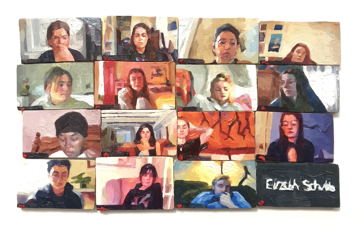 mvs_reads's tweet image. small paintings based on my zoom class &amp;lt;3 1 x 2 inches each