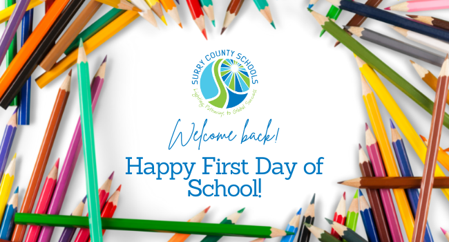 SurryCoSchools's tweet photo. Happy First Day of School! We are so thankful to have our students, faculty, and staff back on campuses for the start of the new school year. Together, let's make this year another one to remember! #ReadyResetGo #NCSchoolsRiseToShine https://t.co/n4NqPkjhxf